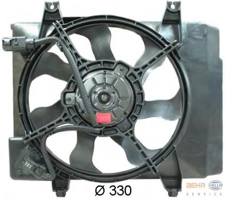 Difusor de radiador, ventilador de refrigeración, condensador del aire acondicionado, completo con motor y rodete 8EW351041341 HELLA