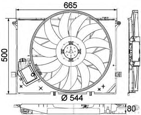 Difusor de radiador, ventilador de refrigeración, condensador del aire acondicionado, completo con motor y rodete 8EW351040091 HELLA