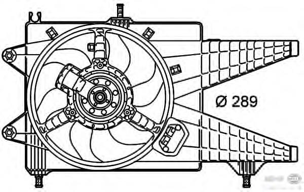 8EW351039651 HELLA difusor de radiador, ventilador de refrigeración, condensador del aire acondicionado, completo con motor y rodete