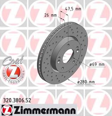 Disco de freno delantero Zimmermann 320380652