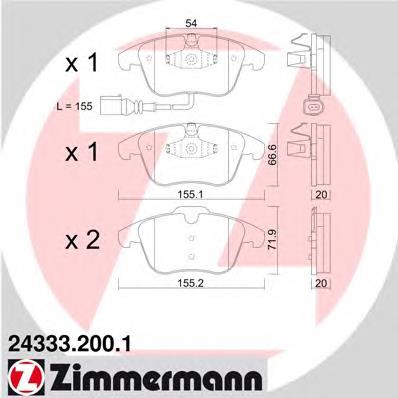Pastillas de freno delanteras Zimmermann 243332001