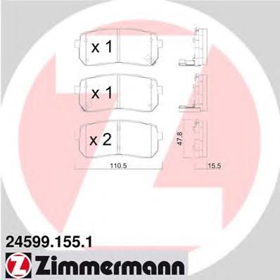Pastillas de freno traseras 245991551 Zimmermann