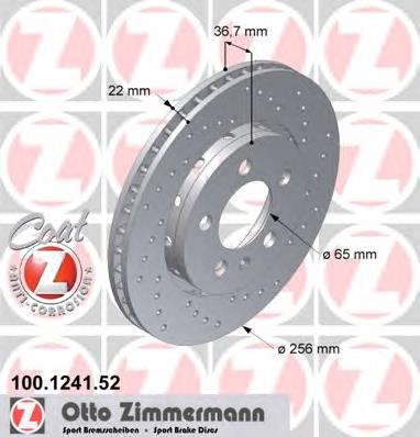 Disco de freno trasero 100124152 Zimmermann