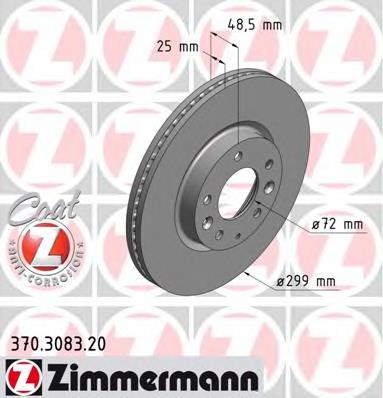 Disco de freno delantero Zimmermann 370308320