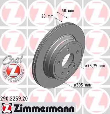 290.2259.20 Zimmermann disco de freno trasero