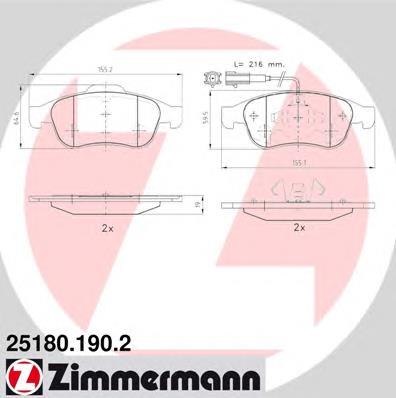 25180.190.2 Zimmermann pastillas de freno delanteras