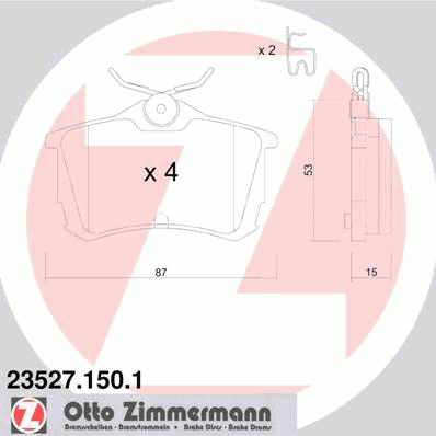 235271501 Zimmermann pastillas de freno traseras