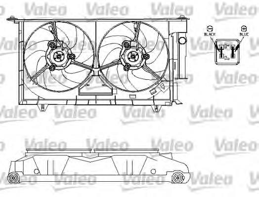 Difusor de radiador, ventilador de refrigeración, condensador del aire acondicionado, completo con motor y rodete 696214 VALEO