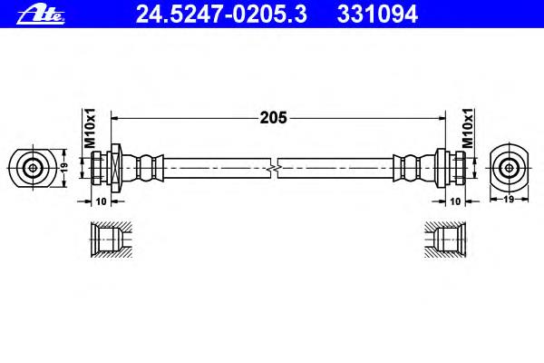 24.5247-0205.3 ATE tubo flexible de frenos trasero