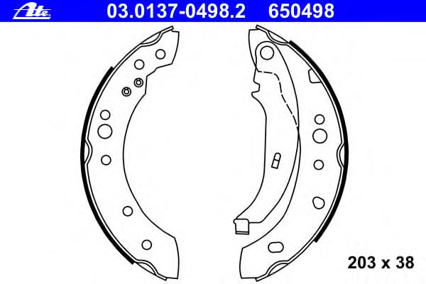03.0137-0498.2 ATE zapatas de frenos de tambor traseras