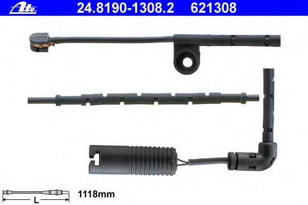 24.8190-1308.2 ATE contacto de aviso, desgaste de los frenos, trasero