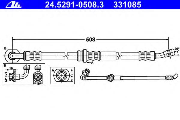 24.5291-0508.3 ATE tubo flexible de frenos delantero izquierdo