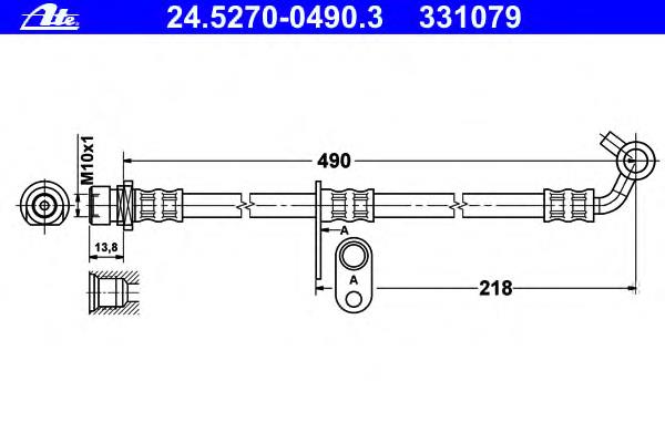 24.5270-0490.3 ATE tubo flexible de frenos trasero