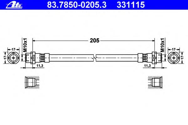 83785002053 ATE tubo flexible de frenos trasero izquierdo