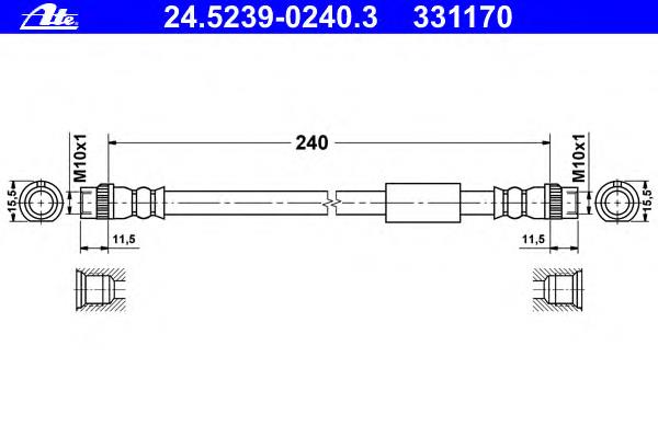 24.5239-0240.3 ATE tubo flexible de frenos trasero