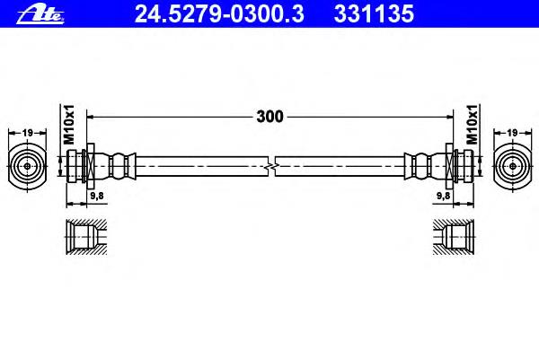 24.5279-0300.3 ATE tubo flexible de frenos trasero izquierdo