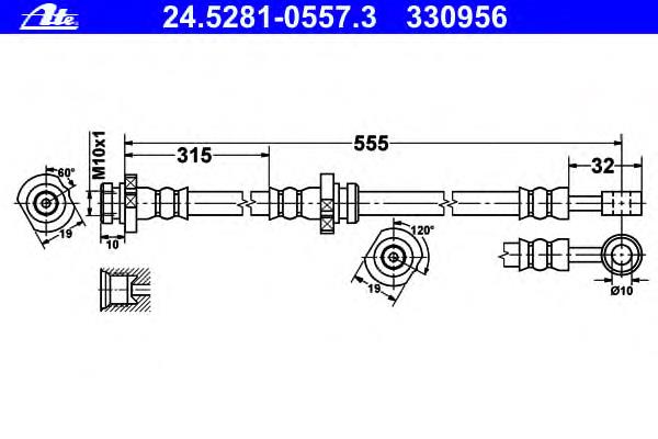 Tubo flexible de frenos trasero derecho 462104M416 Nissan