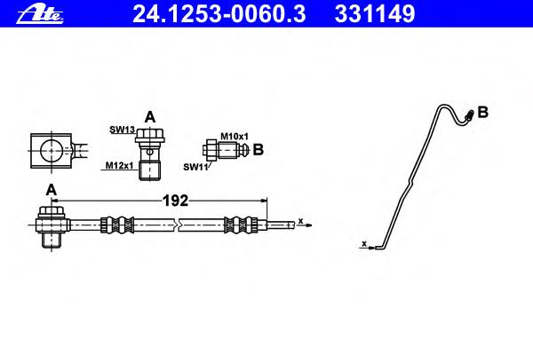 Tubo flexible de frenos trasero derecho 24125300603 ATE
