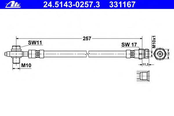 24.5143-0257.3 ATE tubo flexible de frenos trasero