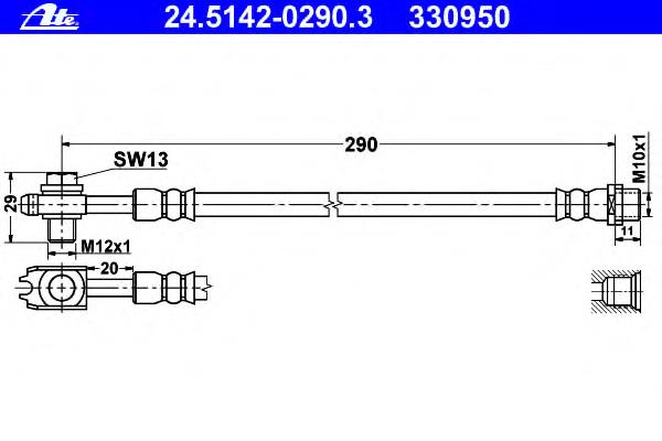 24.5142-0290.3 ATE tubo flexible de frenos trasero