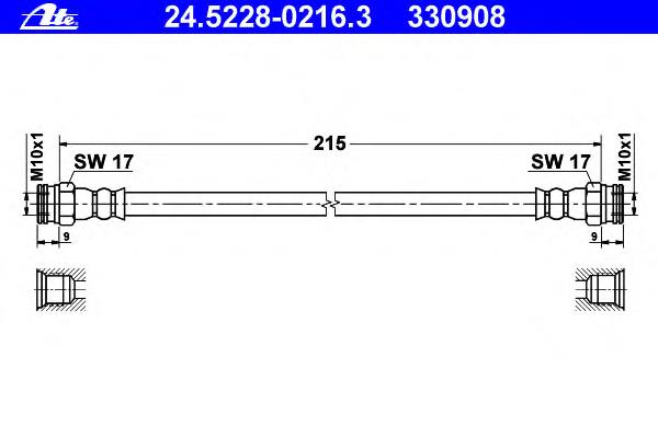 24.5228-0216.3 ATE tubo flexible de frenos trasero