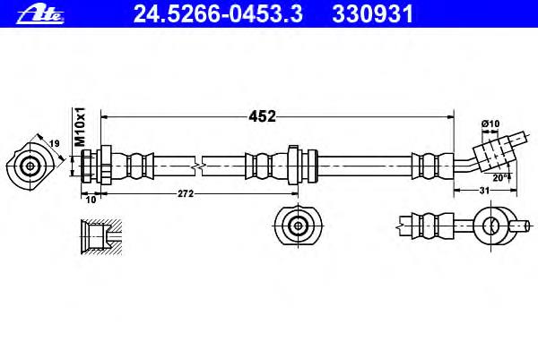 24.5266-0453.3 ATE tubo flexible de frenos delantero izquierdo