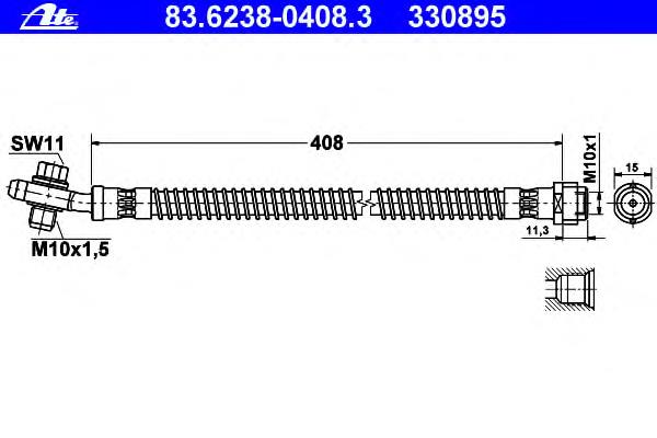 83.6238-0408.3 ATE tubo flexible de frenos trasero