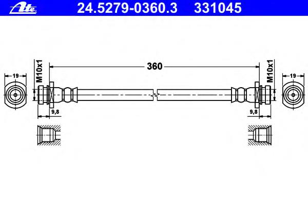 24.5279-0360.3 ATE tubo flexible de frenos trasero