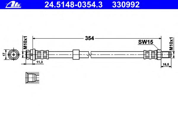 24.5148-0354.3 ATE tubo flexible de frenos trasero