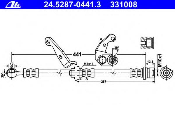 24.5287-0441.3 ATE latiguillo de freno delantero