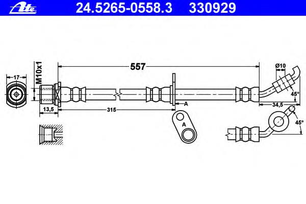 24526505583 ATE tubo flexible de frenos delantero izquierdo