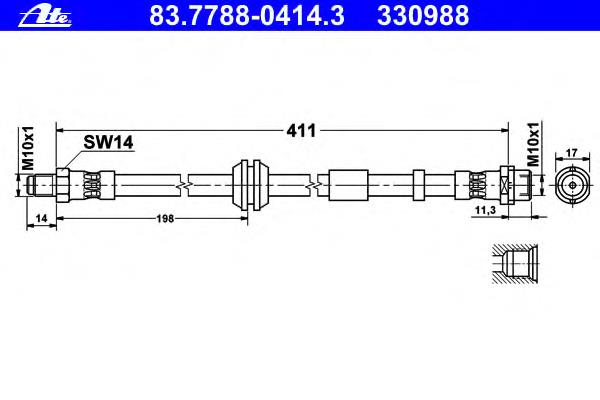 83.7788-0414.3 ATE latiguillo de freno delantero