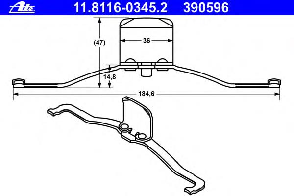 11.8116-0345.2 ATE conjunto de muelles almohadilla discos delanteros