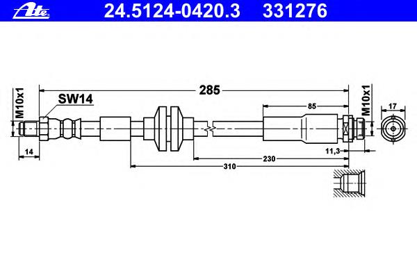 24.5124-0420.3 ATE tubo flexible de frenos trasero