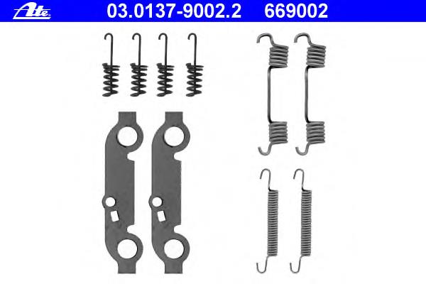 03.0137-9002.2 ATE kit de montaje, zapatas de freno traseras