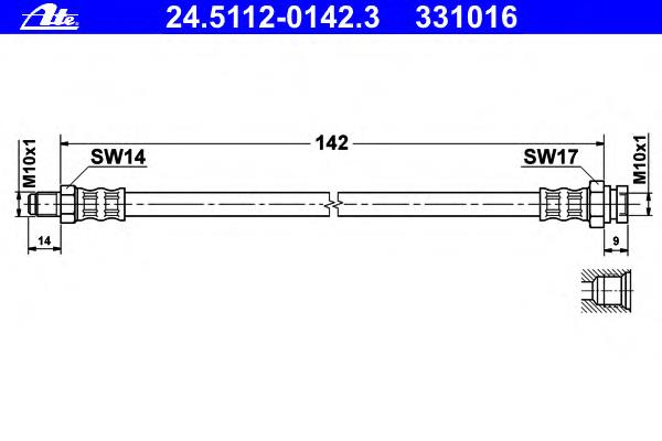 24.5112-0142.3 ATE tubo flexible de frenos trasero