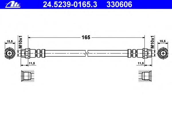 24.5239-0165.3 ATE tubo flexible de frenos trasero