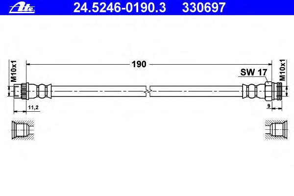 24.5246-0190.3 ATE tubo flexible de frenos trasero