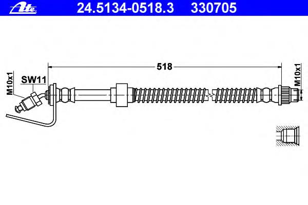 24.5134-0518.3 ATE latiguillo de freno delantero