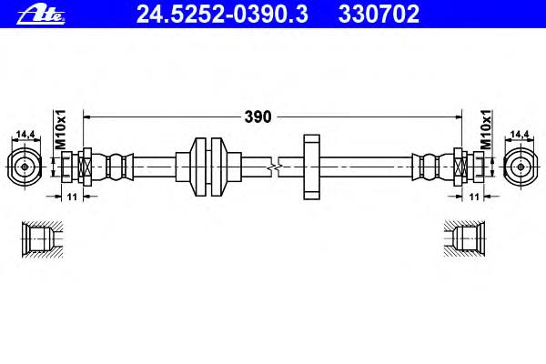 24.5252-0390.3 ATE latiguillo de freno delantero