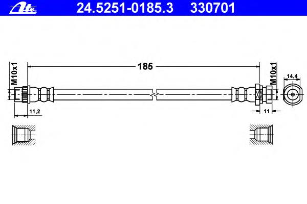 24.5251-0185.3 ATE tubo flexible de frenos trasero