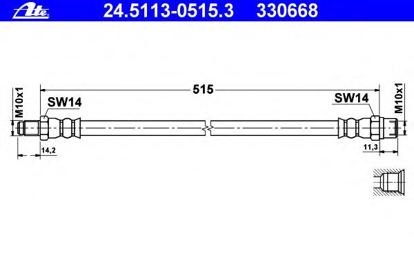 24.5113-0515.3 ATE tubo flexible de frenos trasero