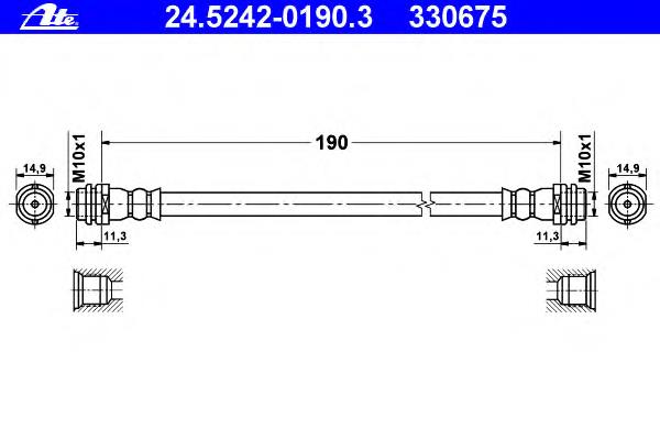 24.5242-0190.3 ATE tubo flexible de frenos trasero