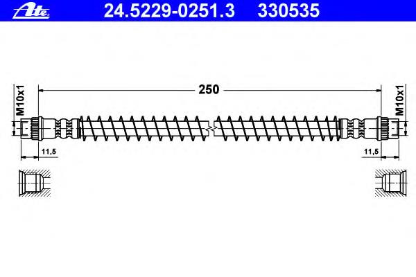 24.5229-0251.3 ATE tubo flexible de frenos trasero