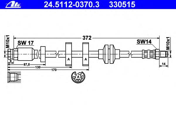 24.5112-0370.3 ATE tubo flexible de frenos delantero derecho