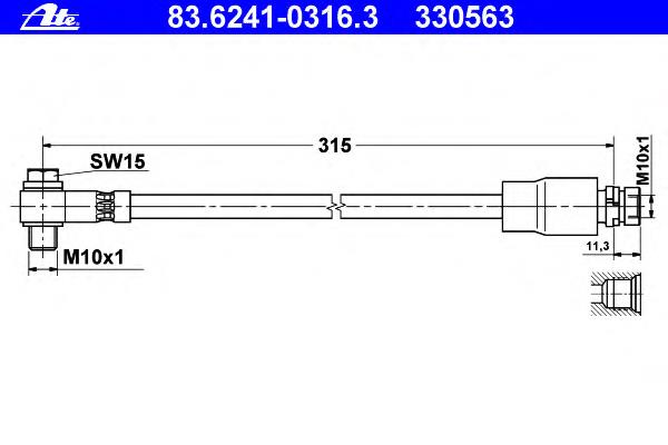 83.6241-0316.3 ATE tubo flexible de frenos trasero