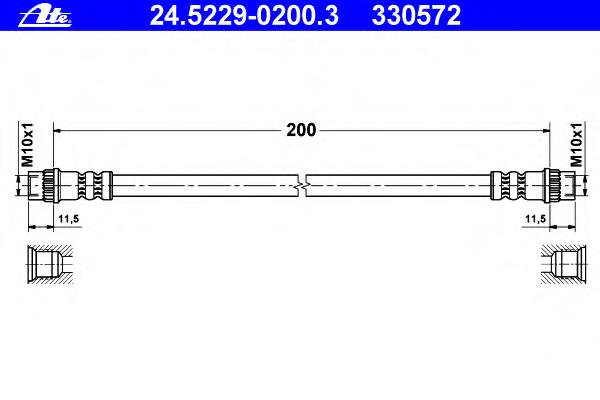 24.5229-0200.3 ATE tubo flexible de frenos trasero