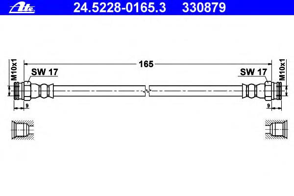 24.5228-0165.3 ATE tubo flexible de frenos trasero