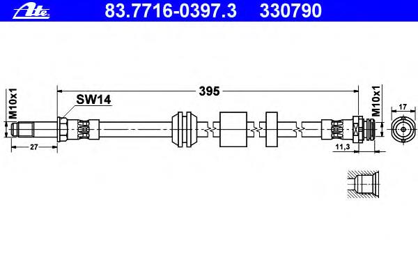 83.7716-0397.3 ATE latiguillo de freno delantero