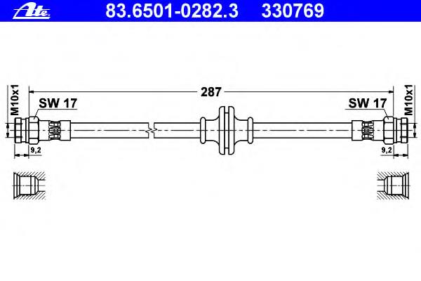 83.6501-0282.3 ATE tubo flexible de frenos trasero